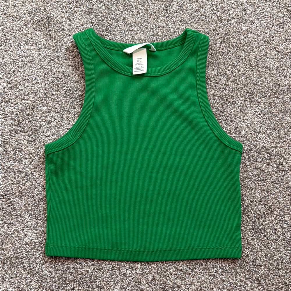Green tank crop Top